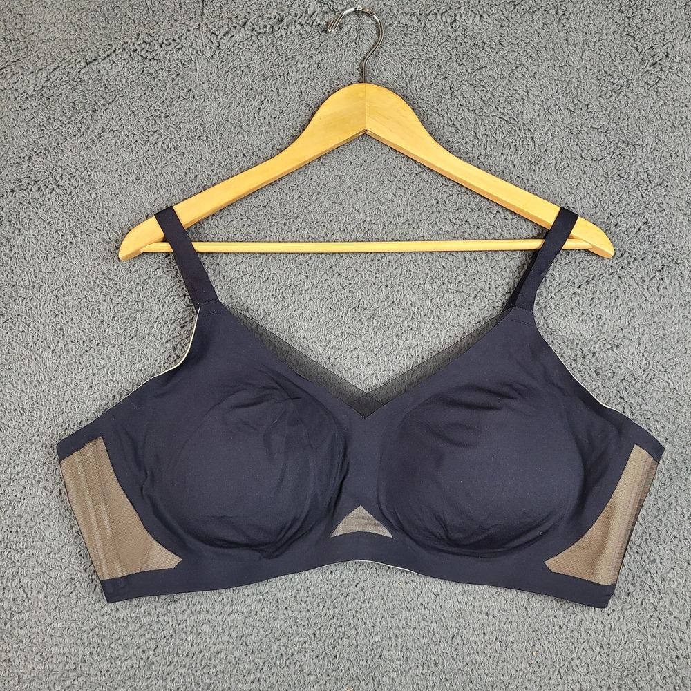 Honeylove Silhouette Bra Black Tan Wire-Free Mesh Support Size 3X